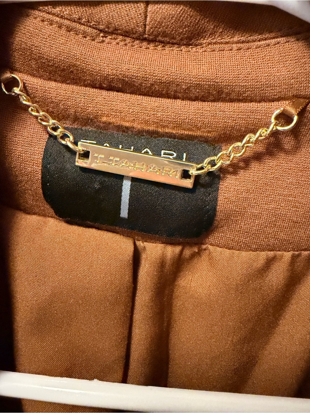 Women’s Camel Brown Draped Open Blazer - Picture 2 of 3